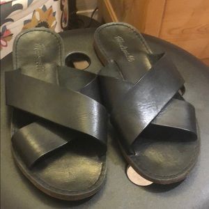 Black criss cross sandals